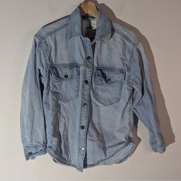 Aerie Button Down Denim Overshirt Shacket Women's Size XS - Picture 1 of 5